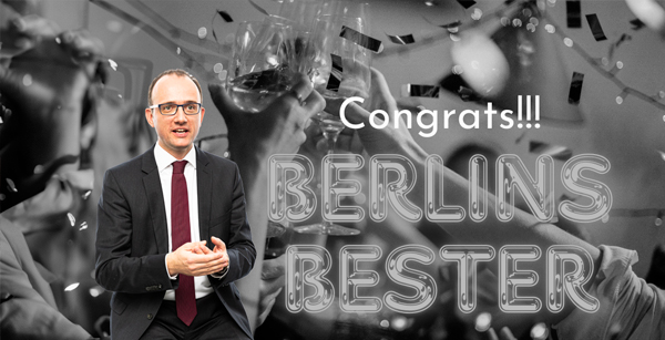 Foto von Boris Pahn mit Aufschrift Congrats! Berlins Bester